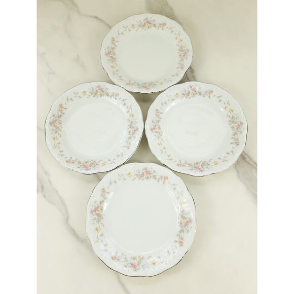 Johann Haviland Floral Splendor Bread Plate 6 1/4" Silver Trim 80s Germany x4 - Picture 10 of 15